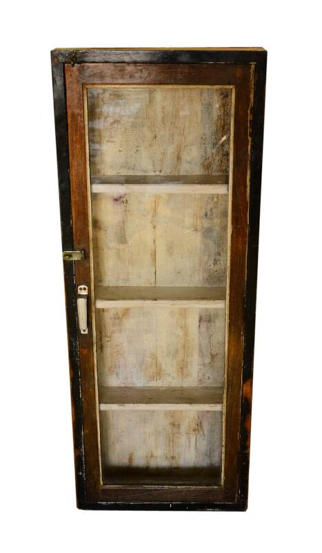High old brown wall display case old teak wood
