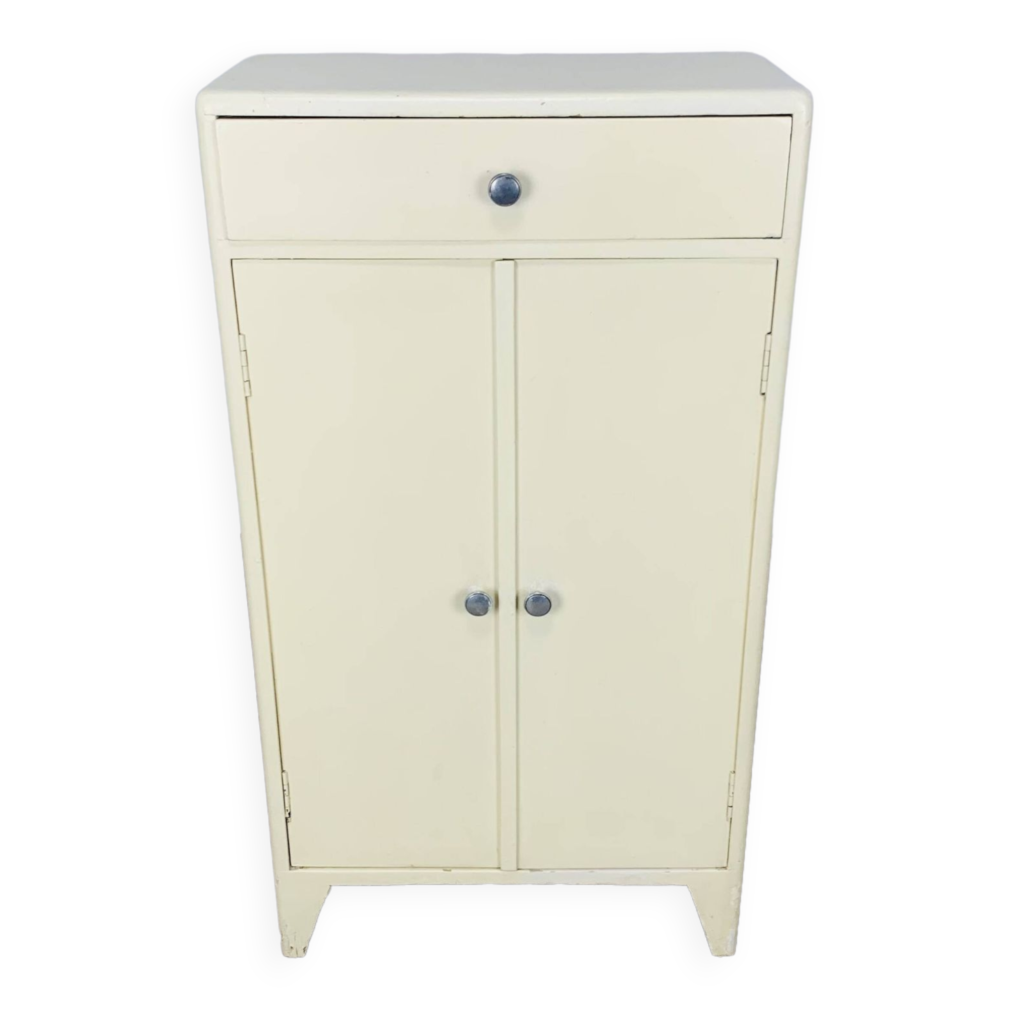 White wood convenient storage unit from the 1950s