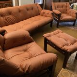 Rare set by JEAN GILLON, TIJUCA salon - 5 pieces - rosewood & leather