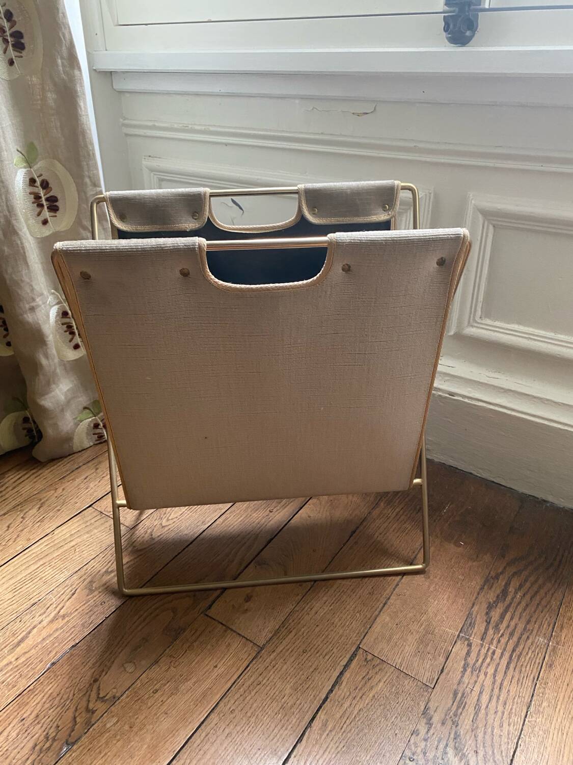 Vintage velvet magazine rack