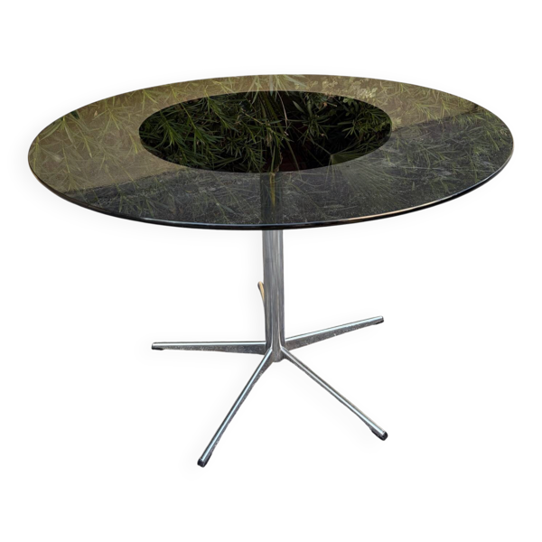 Table ronde vintage design verre/chrome année 90’s