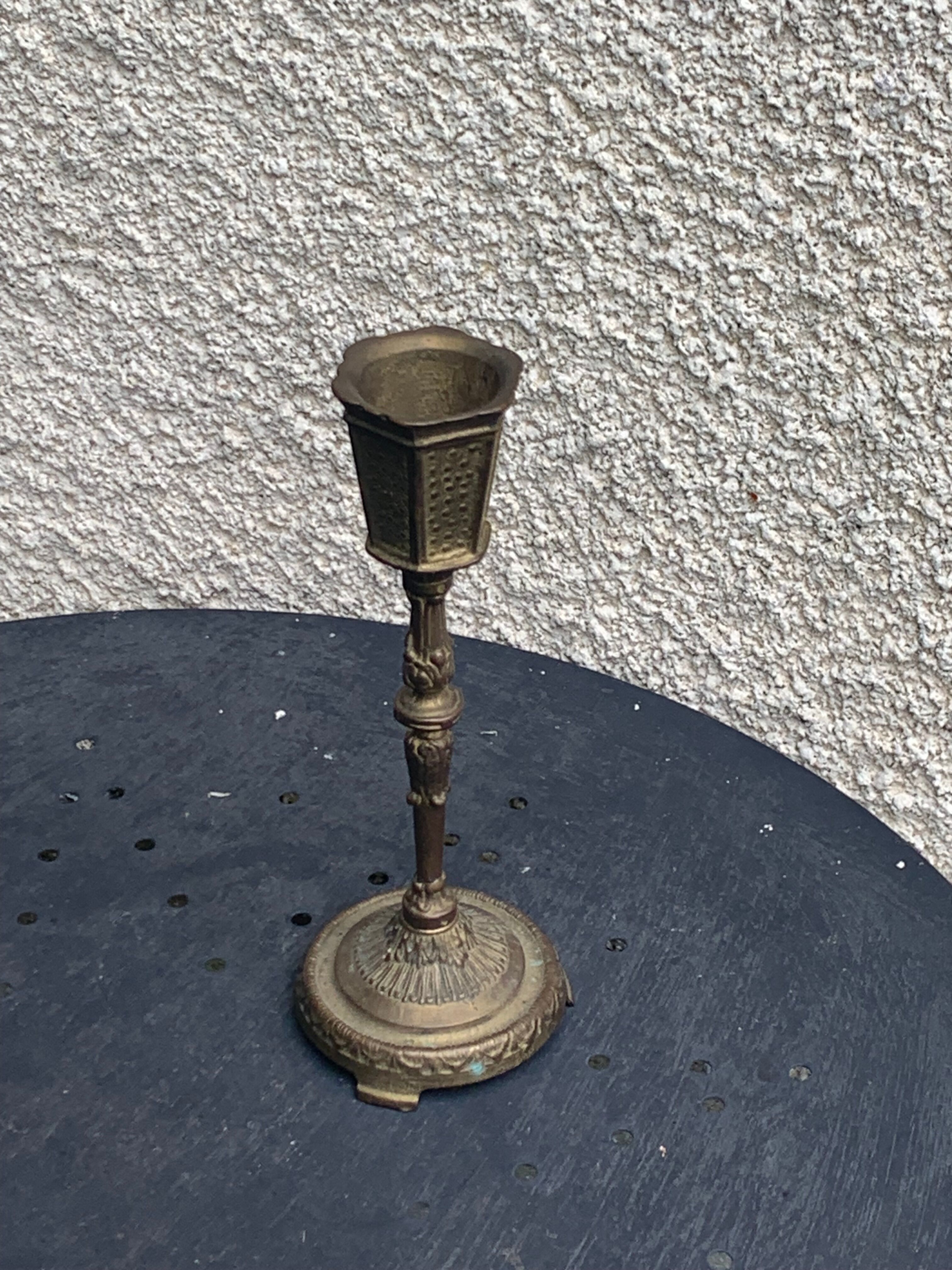 Old brass candle holder