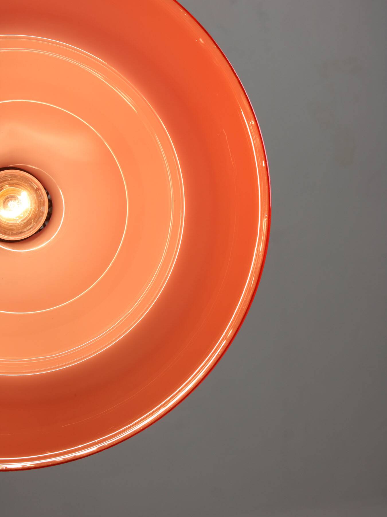 Mid-century italian red glass & brass pendant lamp