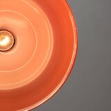 Mid-century italian red glass & brass pendant lamp