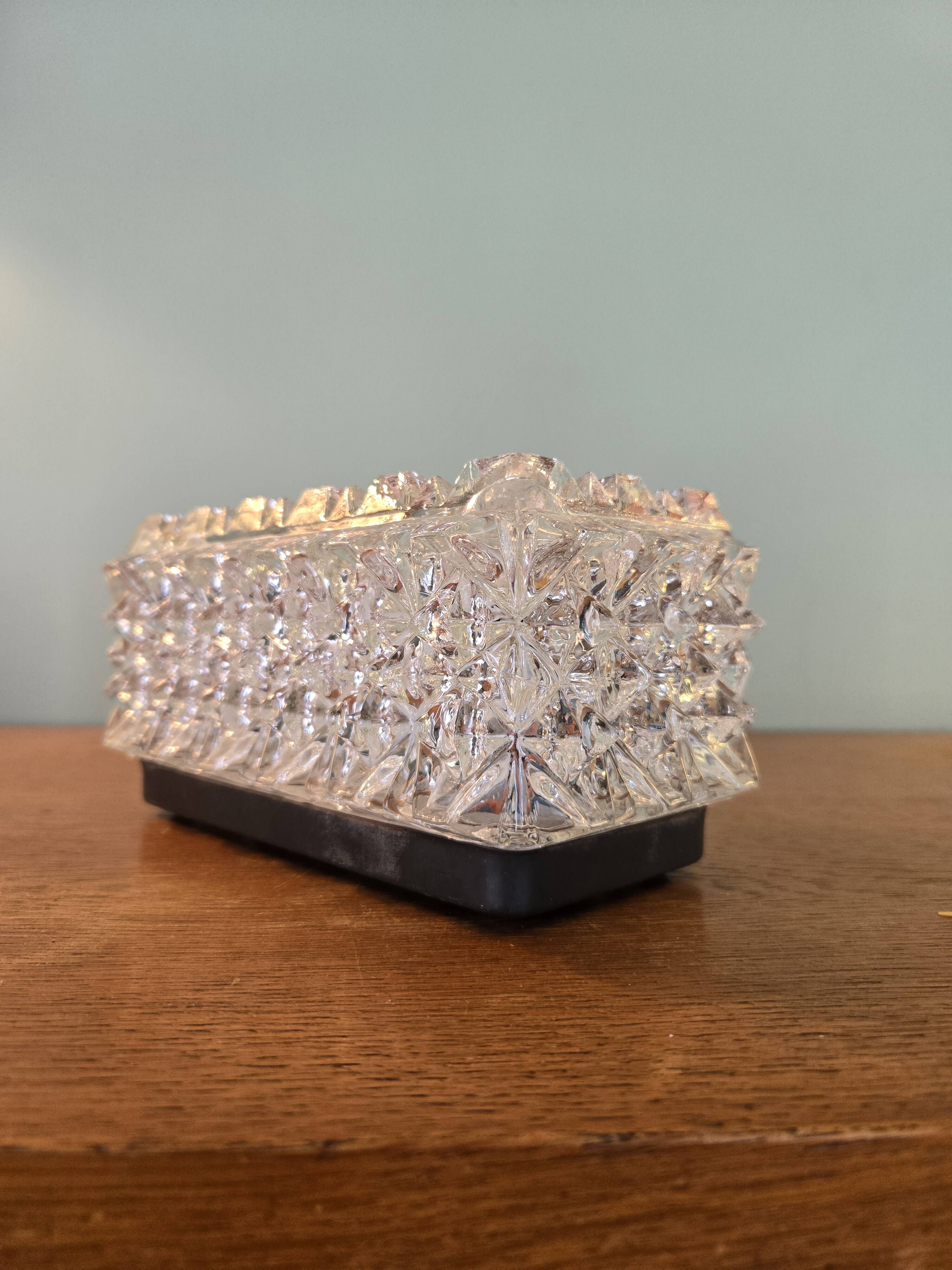 Erco wall lamp in pressed glass - vintage design from the 70s