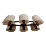 Scandinavian pendant light, in teak and perspex, 6 lights