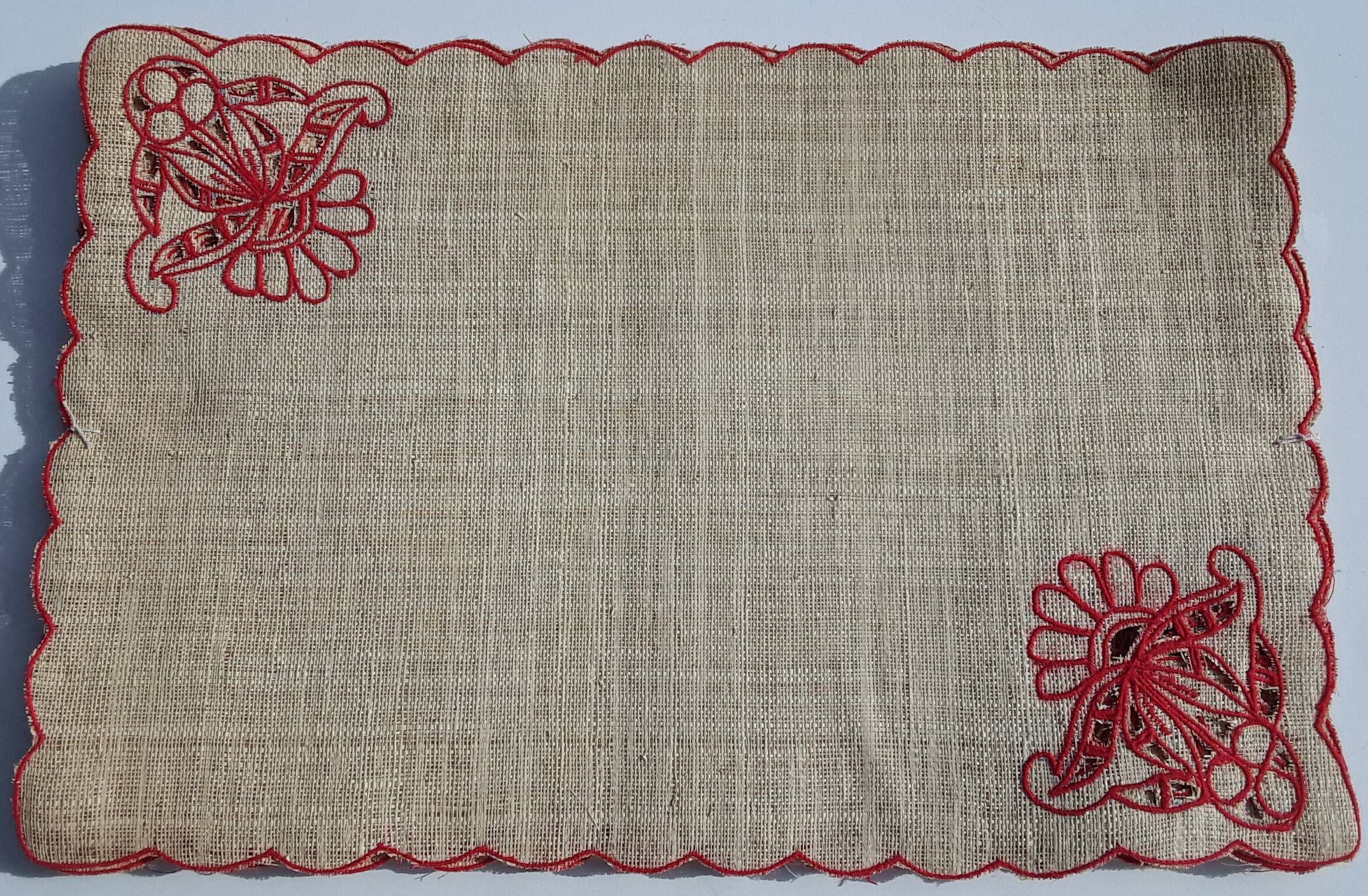 Set of 12 vintage rectangular placemats from the 1980s, like new in vegetable fibers