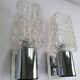 Pair of vintage chrome wall lights with square globes, Italian Targetti 1970.
