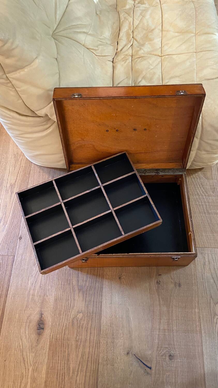 Vintage wooden toolbox chest