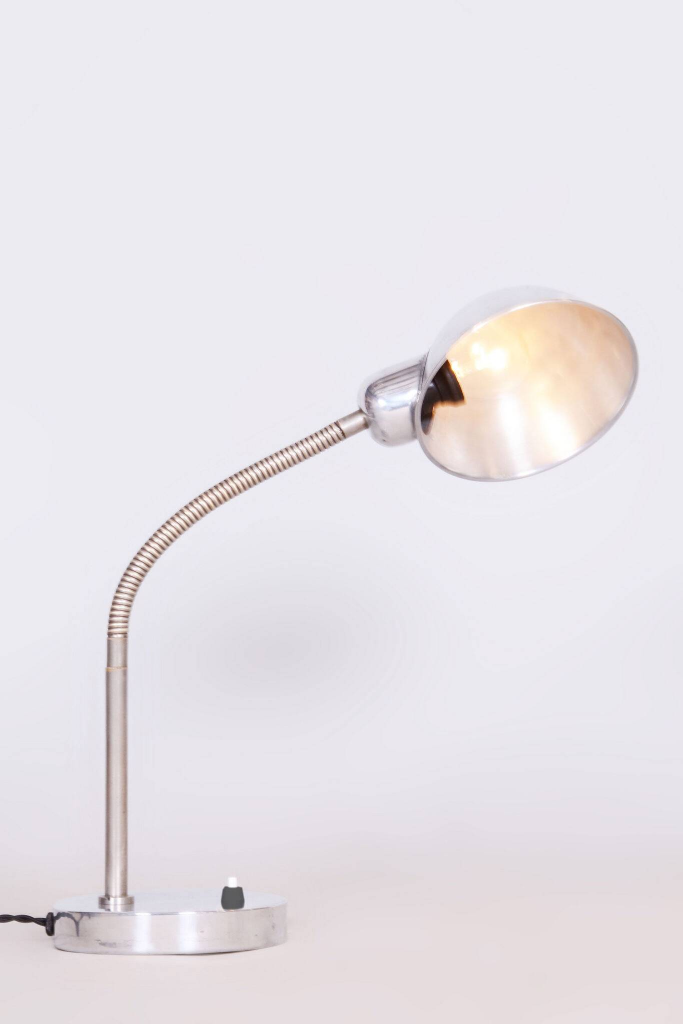 Restored Bauhaus Table Lamp, New Electrification, Chrome, Czech, 1930s