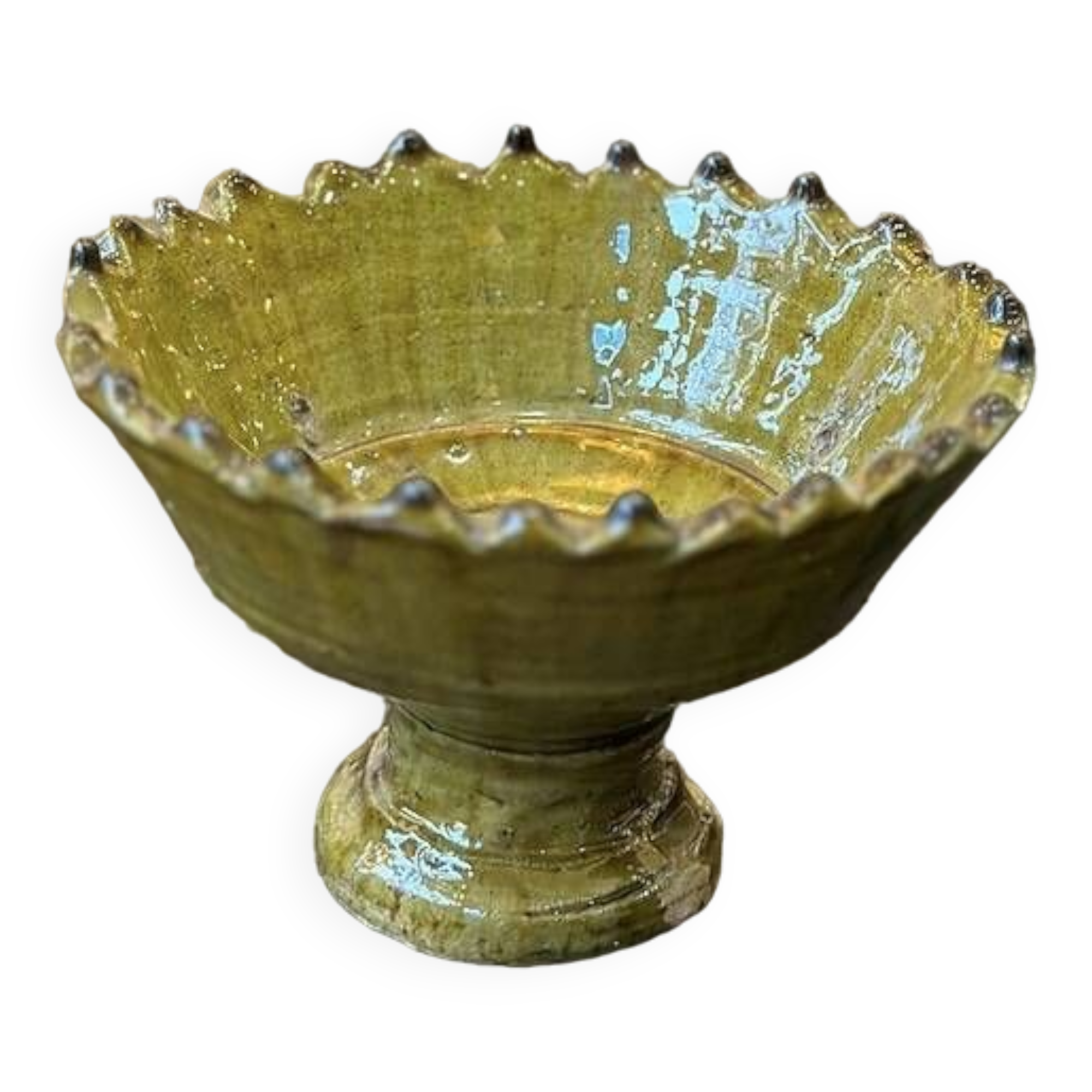 Serrated cup on tamegroute stand - yellow