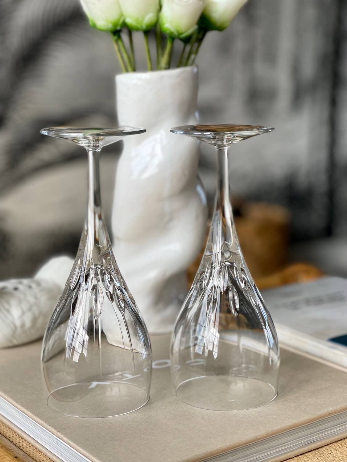 2 stemmed glasses from the Lorraine crystal factory