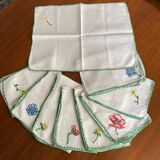 Sets de table lin brodé fleurs vintage