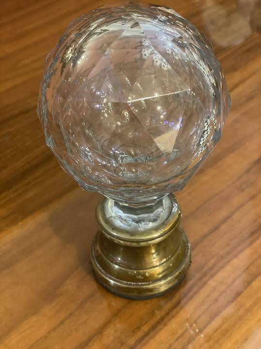 Antique faceted crystal ramp ball.