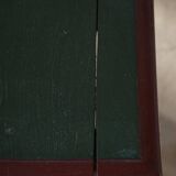 Vintage Scandinavian Stool Painted in Dark Green and Dark Red Wood, Folk Style, 1940s