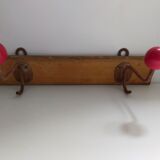 Coat rack 2 hooks vintage red balls