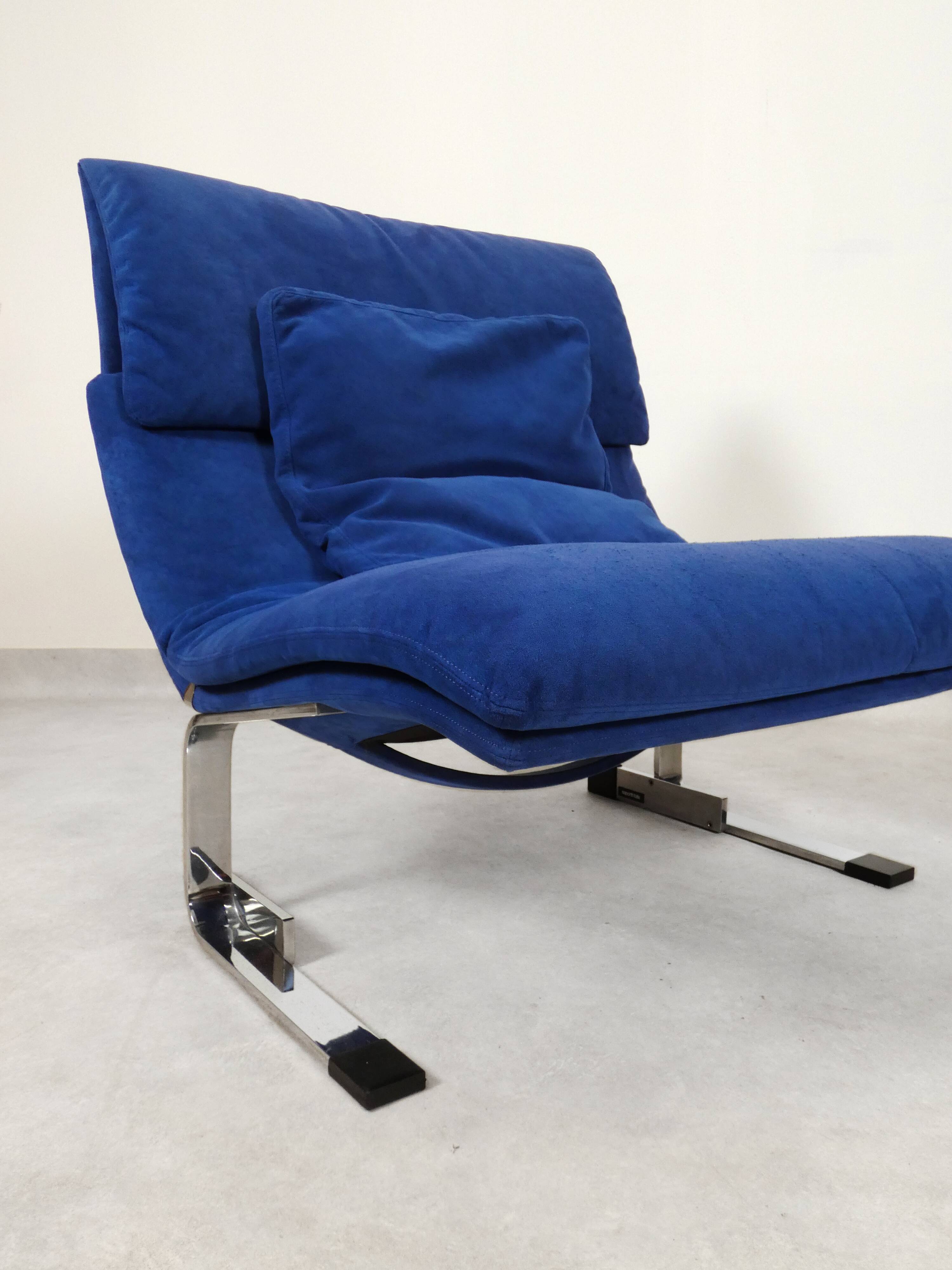 Chaises Saporiti Onda - daim bleu