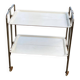 Desserte pliable en acier et bois blanc sur roulettes