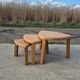 Vintage triangular oak side nesting tables (3)