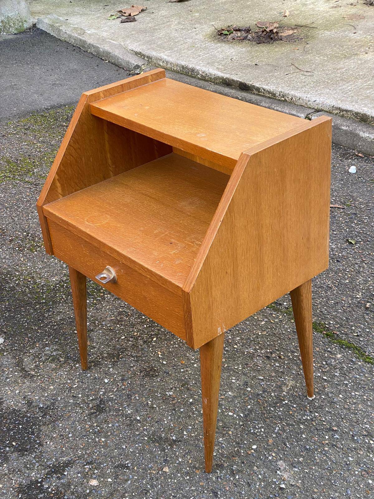 1970s Scandinavian oak bedside table
