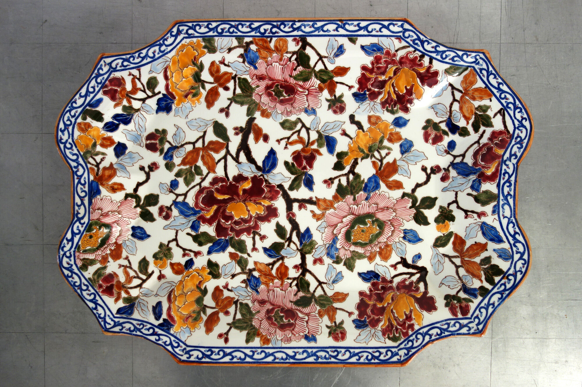 Tureen Gien on its model tray Peonies