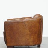 Brown Aviator design armchair made of cowhide leather
