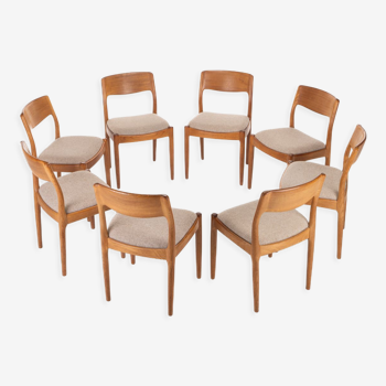 8 chaises de salle à manger par Juul Kristensen pour Jk Denmark, 1970s