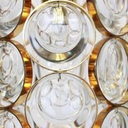 Pair of small golden brass pendants, Sciolari design for Palwa, Germany, 1970s.