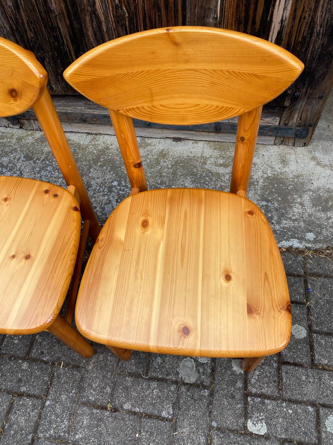 Set of 4 solid pine chairs by Rainer Daumiller circa 1960