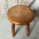 Pair old milking stool door pots light wood vintage