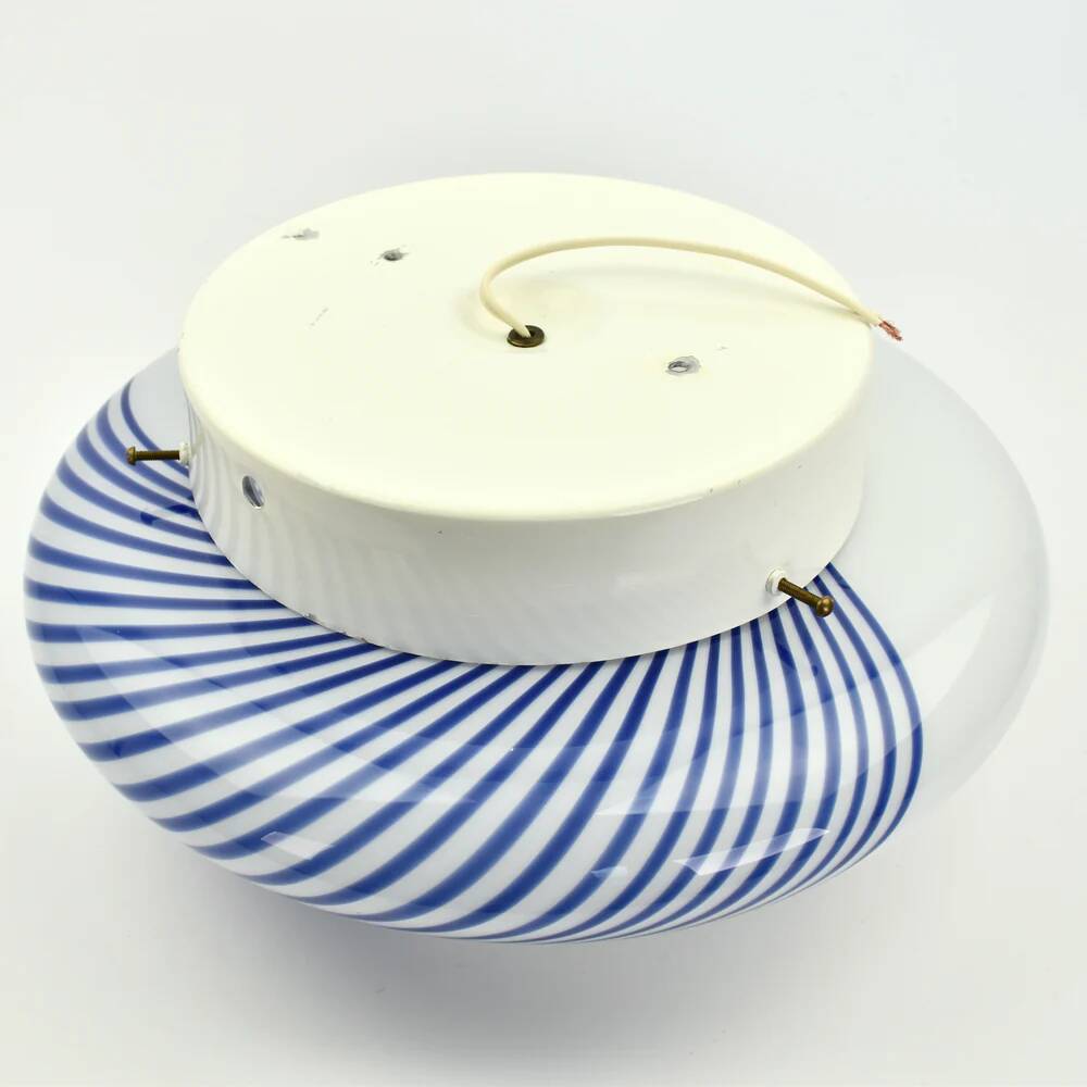 Vintage Murano glass cobalt blue swirl flush mount