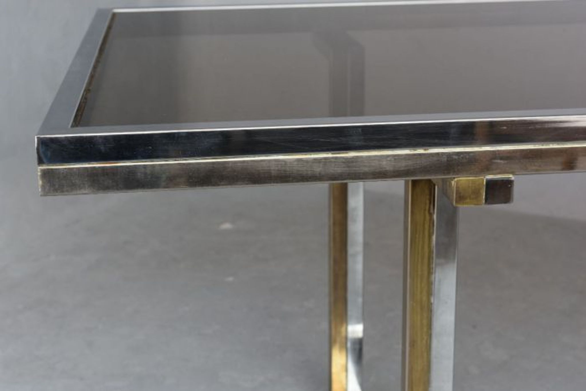 Vintage table 1970 chrome metal and glass