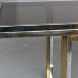 Vintage table 1970 chrome metal and glass