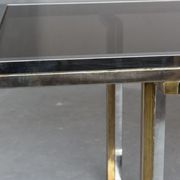 Vintage table 1970 chrome metal and glass