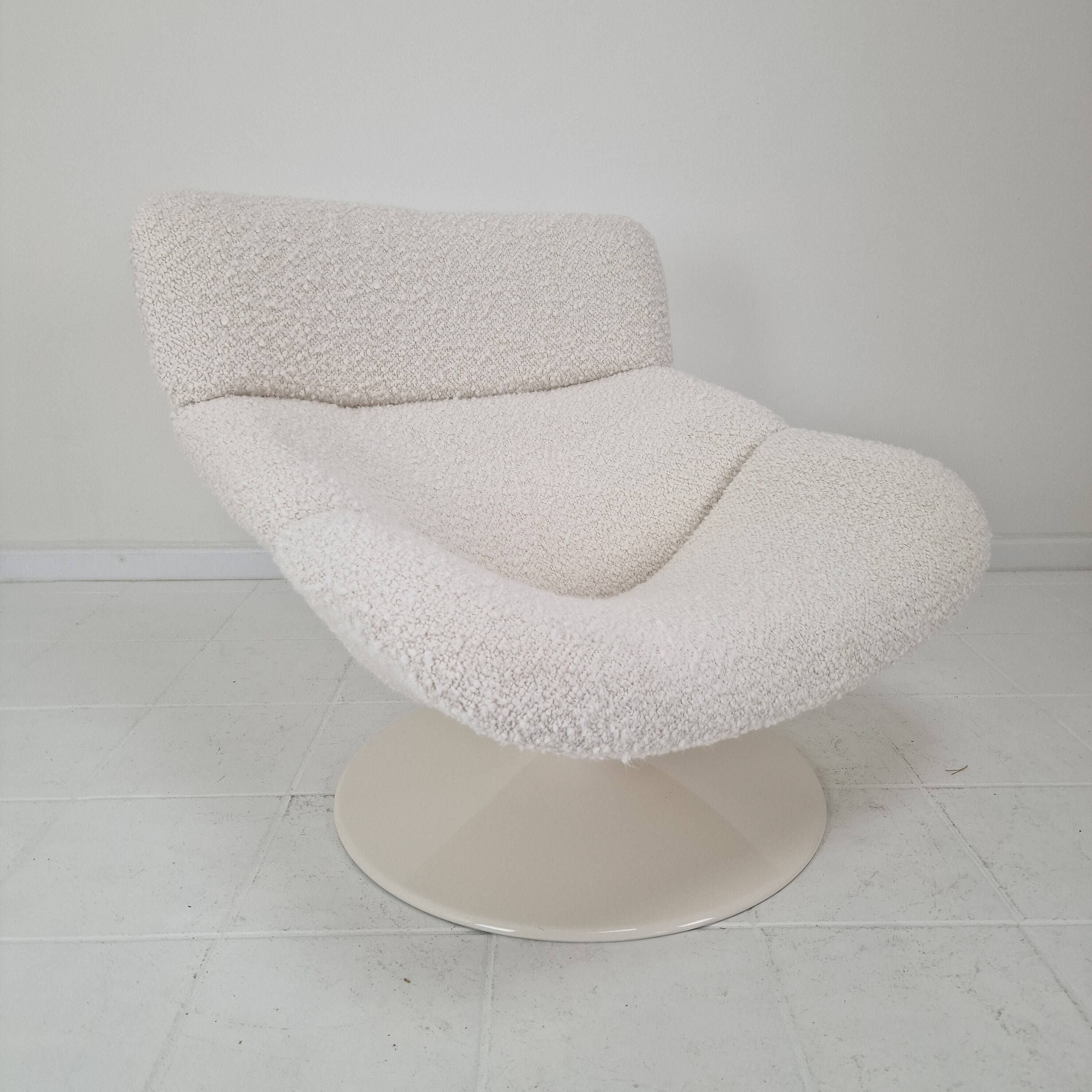Restored Artifort F518 Lounge Chair by Geoffrey Harcourt in Bouclé Fabric,