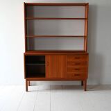 Vintage Scandinavian teak bookshelf with retractable desk