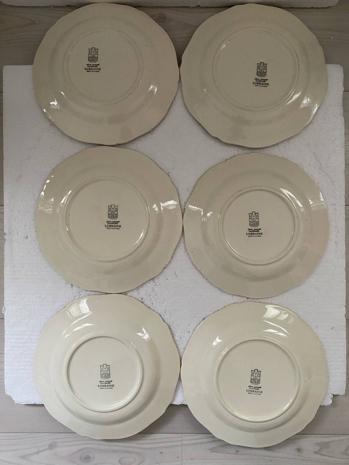 Service 6 assiettes plates gien lorraine fleurs peintes à la main