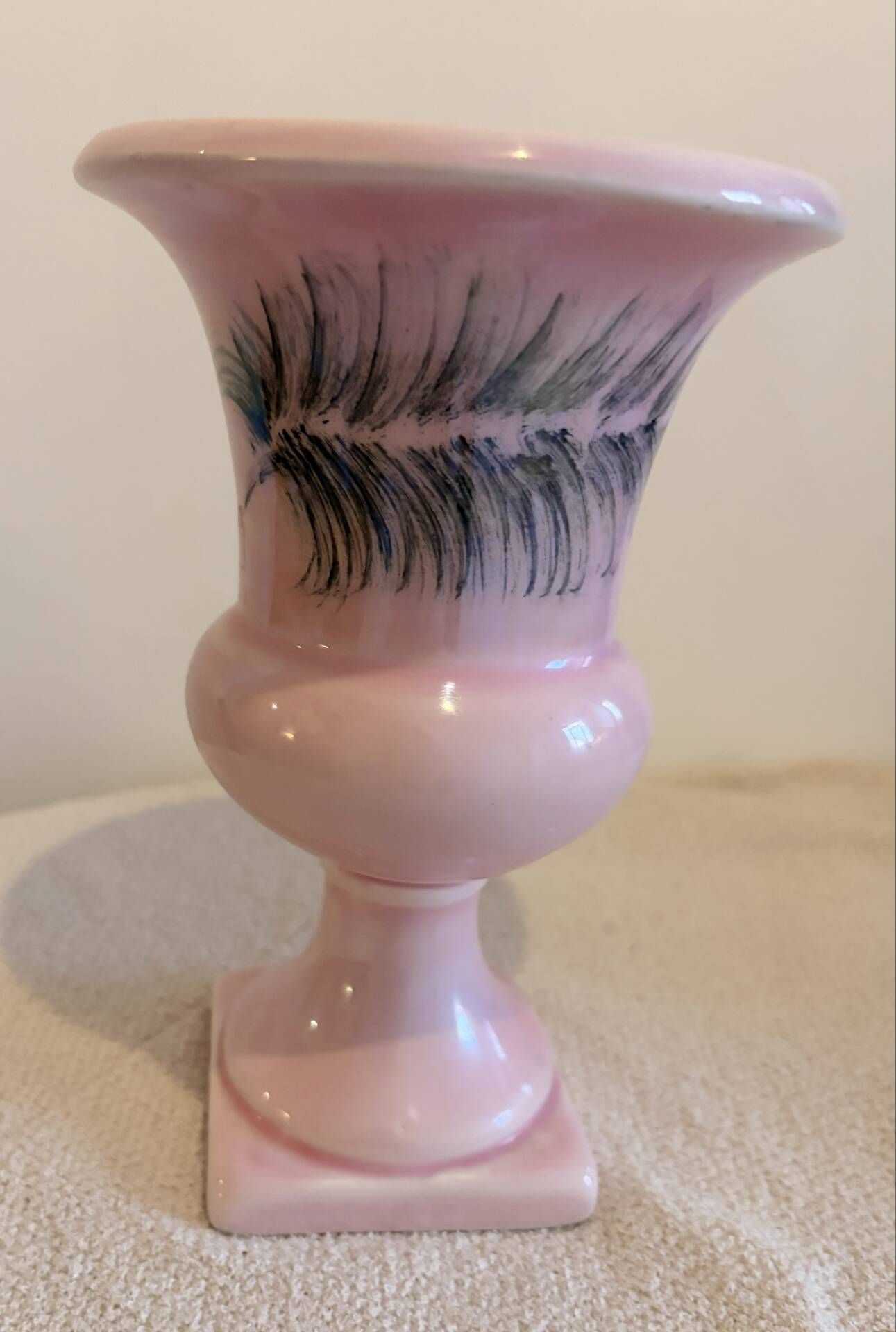 Mid-Century Vintage Pink Ceramic Urn Vase by Soveram France – Hand-Sha