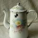 Cafetiere emaillee estampille decor floral dalhia