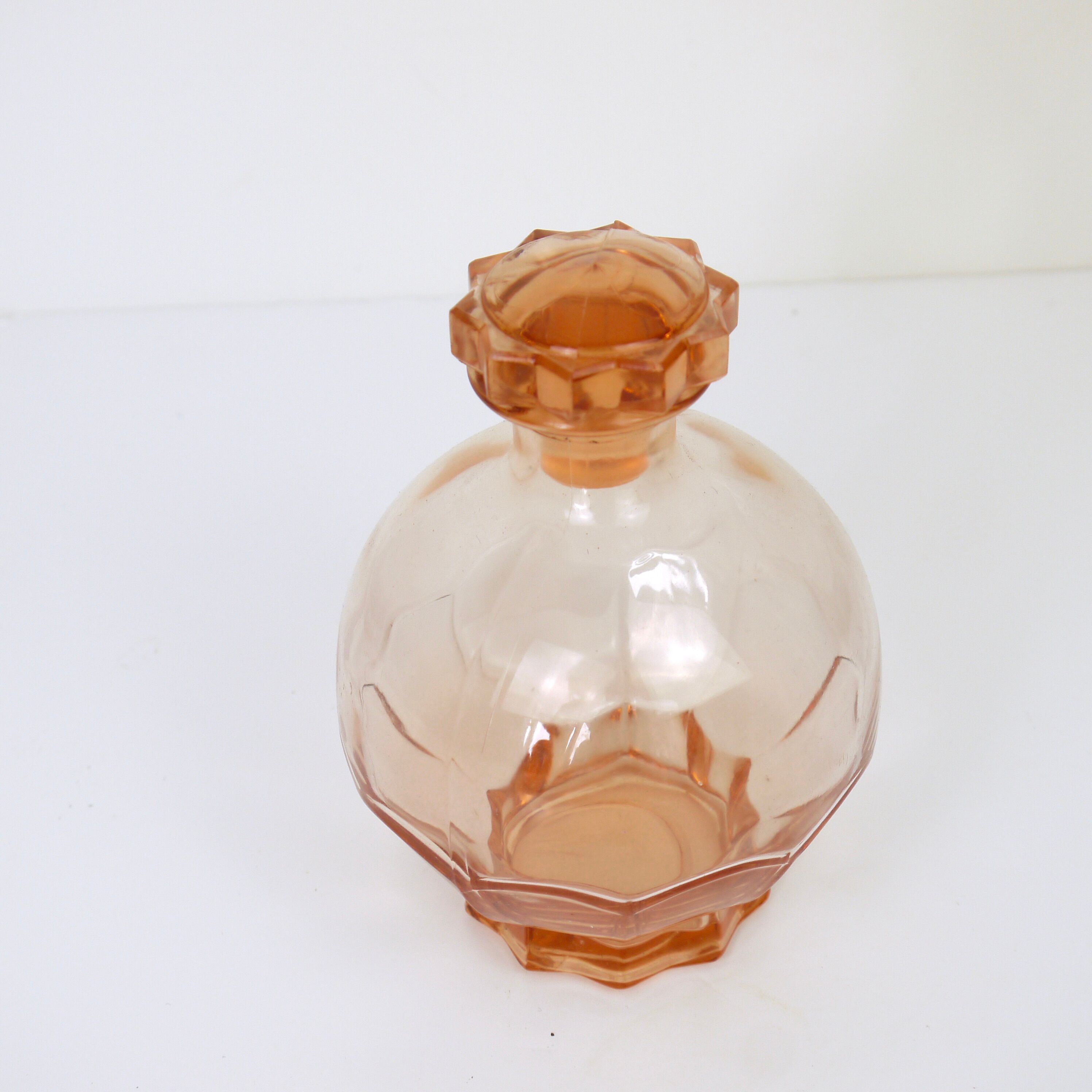 Pink glass liqueur carafe