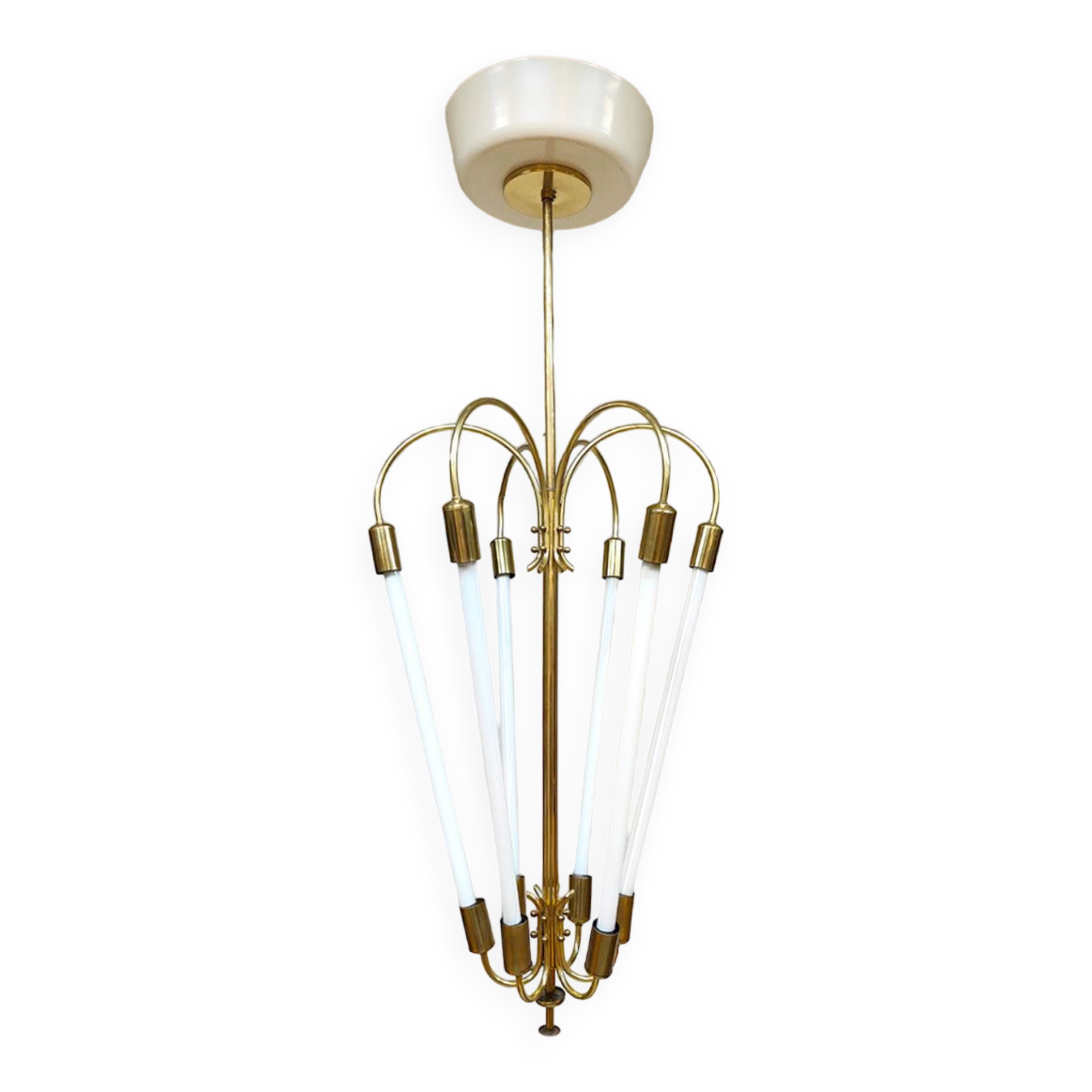 Art Deco brass scones cinema chandelier tubes 1930s