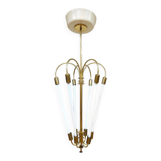 Art Deco brass scones cinema chandelier tubes 1930s