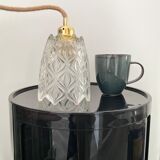 Vintage tulip pendant lamp in molded glass