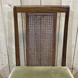 Suite of 4 teak chairs with canned backrest
