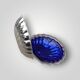Vintage shell butter dish in stainless steel and cobalt blue glass