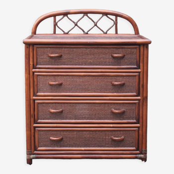 Rattan chest of drawers and vintage canning