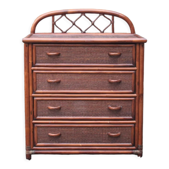 Rattan chest of drawers and vintage canning