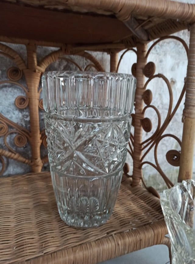 Four bohemian crystal vases