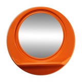 Vintage Italian Space Age round plastic mirror with shelf, 1970s