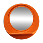 Miroir rond vintage italien de style Space Age avec étagère, années 1970